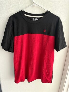Izod Black and Red Colorblock Short Sleeve Tee